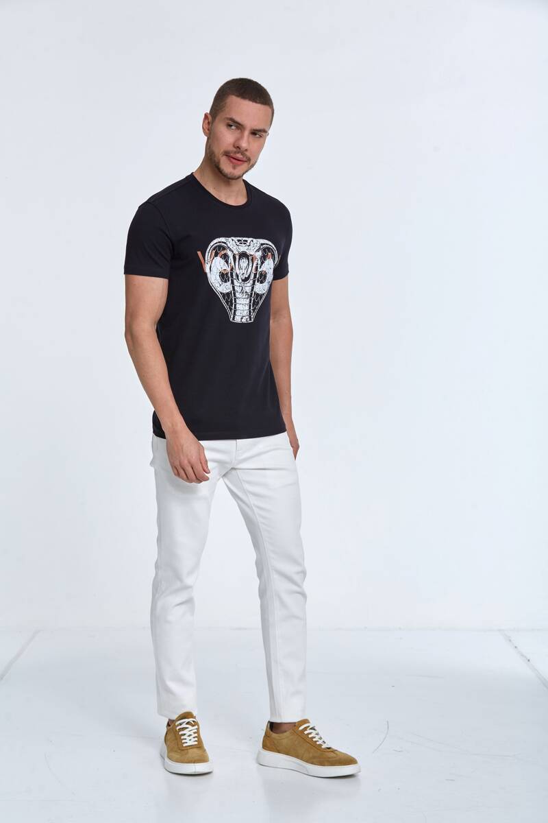 Aster Printed Men's T-Shirt Navy Blue - 3