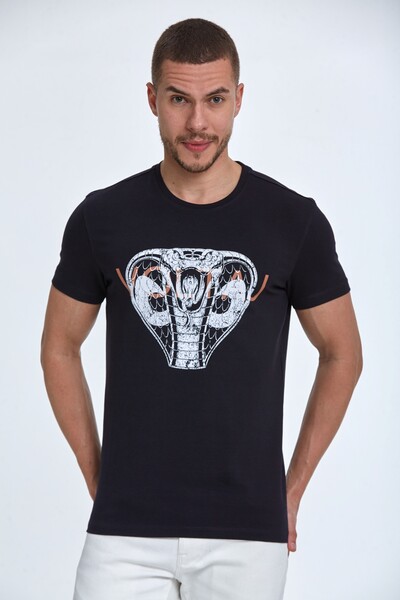 Aster Printed Men's T-Shirt Navy Blue - 1