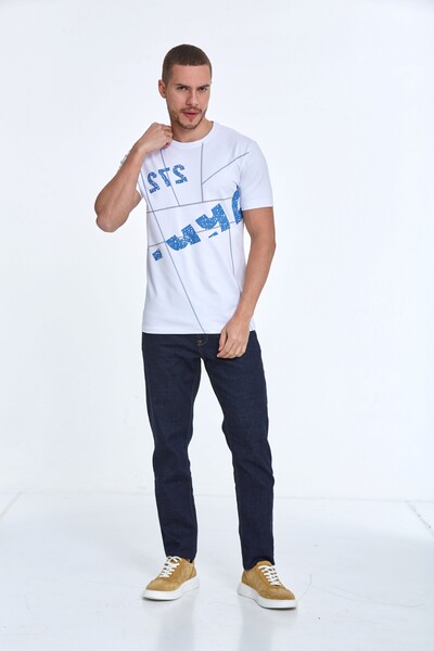 Asymmetrical Printed Cotton Crew Neck T-Shirt - 3