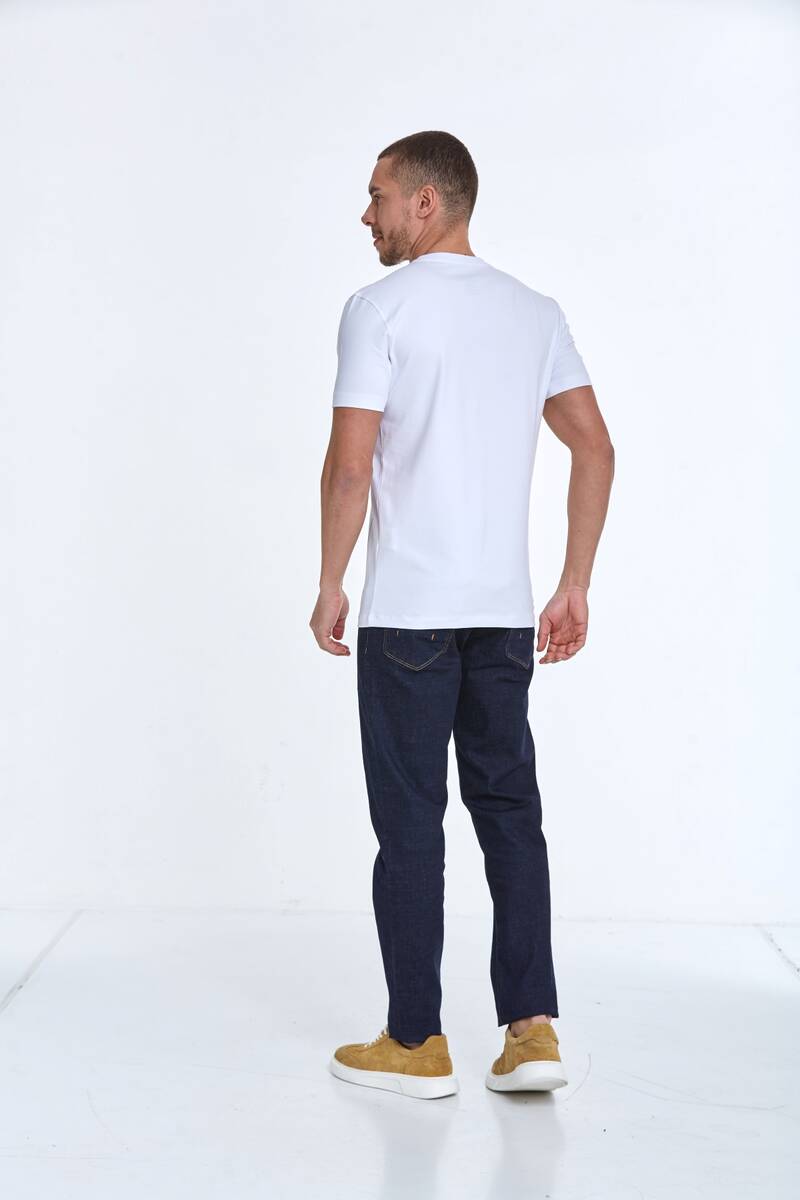 Asymmetrical Printed Cotton Crew Neck T-Shirt