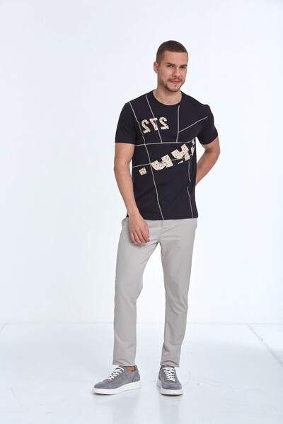 Asymmetrical Printed Cotton Crew Neck T-Shirt - 11