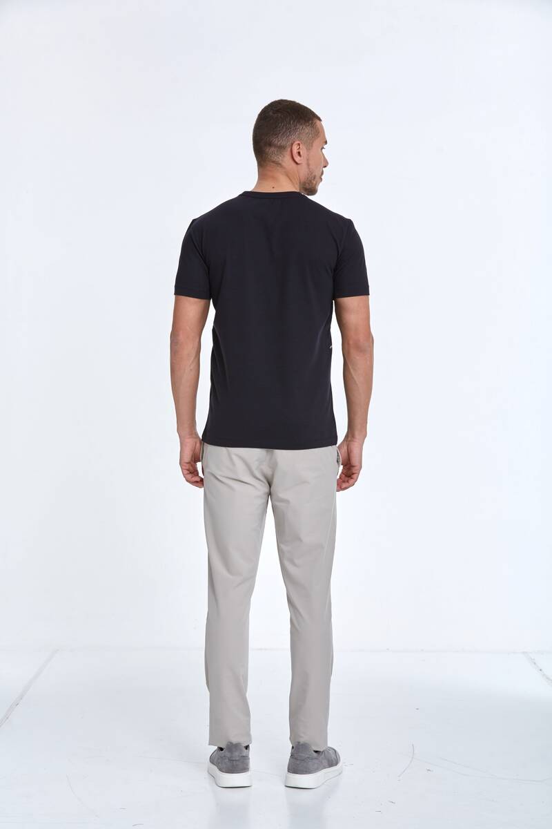 Asymmetrical Printed Cotton Crew Neck T-Shirt - 15