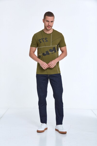 Asymmetrical Printed Cotton Crew Neck T-Shirt - 6