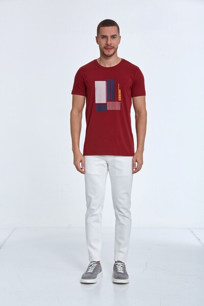 Axel Baskılı Erkek Tişört Bordo - 2