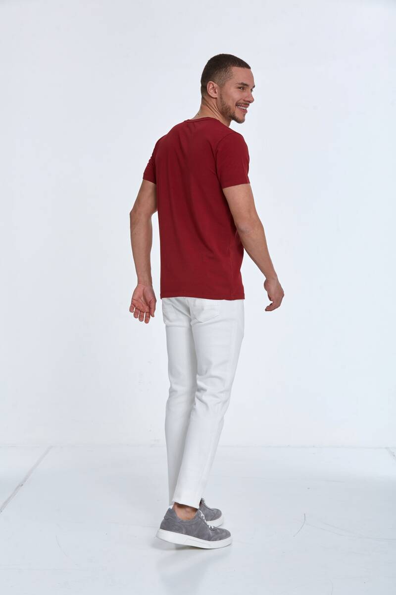 Axel Baskılı Erkek Tişört Bordo - 5