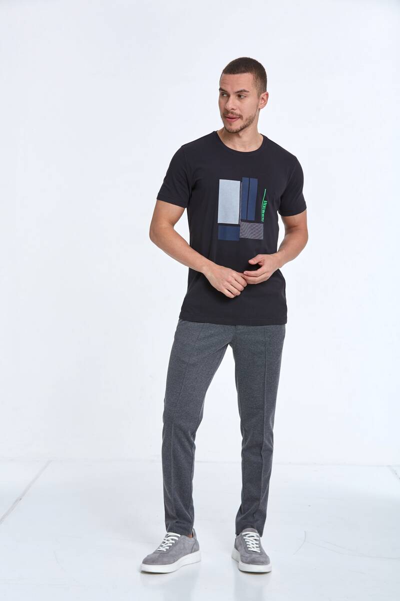 Axel Baskılı Erkek Tişört Siyah - 3