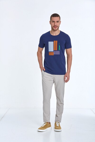 Axel Printed Men's T-Shirt Navy Blue - 2