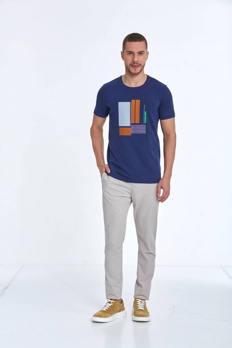 Axel Printed Men's T-Shirt Navy Blue - 2