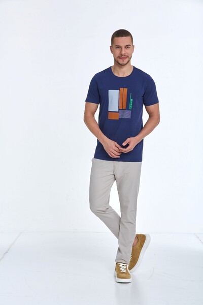 Axel Printed Men's T-Shirt Navy Blue - 3