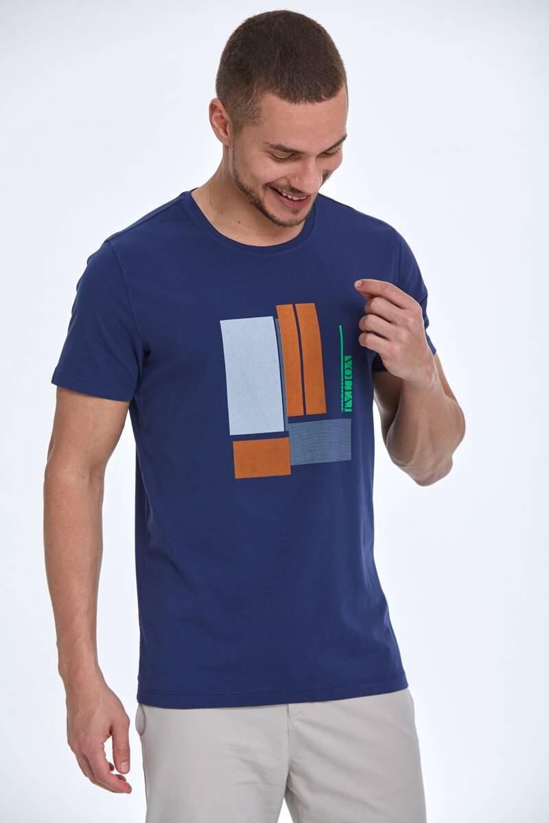 Axel Printed Men's T-Shirt Navy Blue - 1