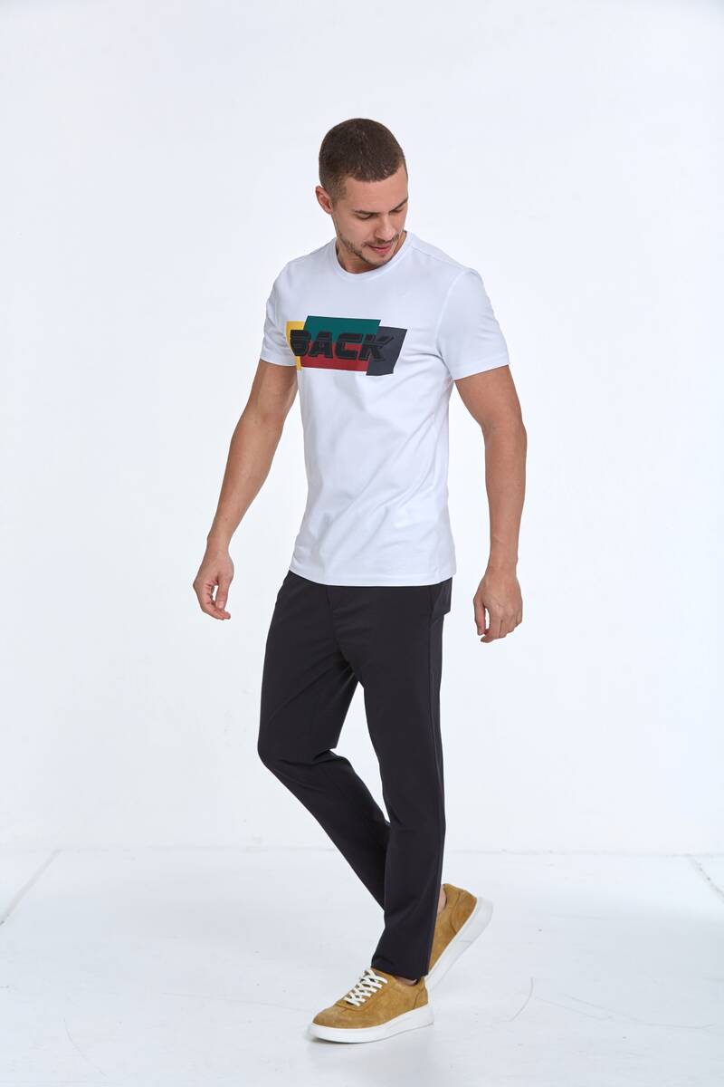 BACK Мужская футболка с круглым вырезом и принтом - 9