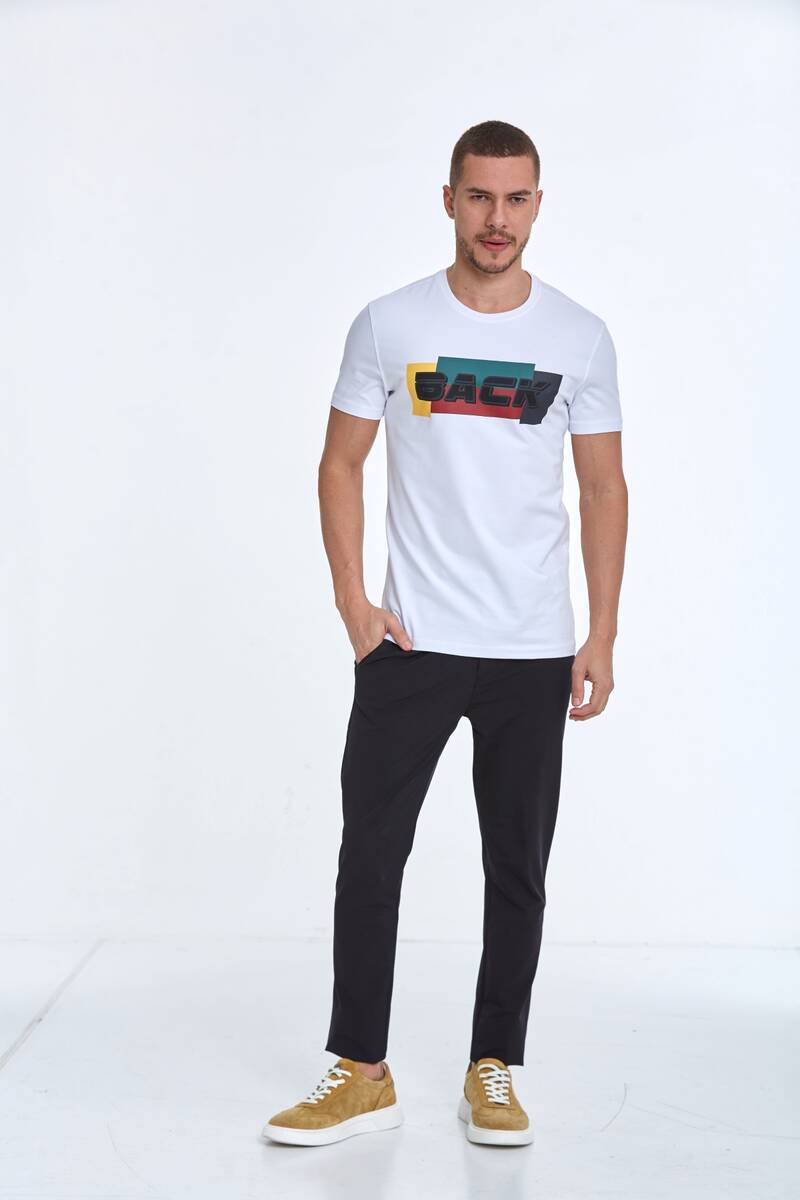 BACK Printed Crew Neck Men's T-Shirt - 7