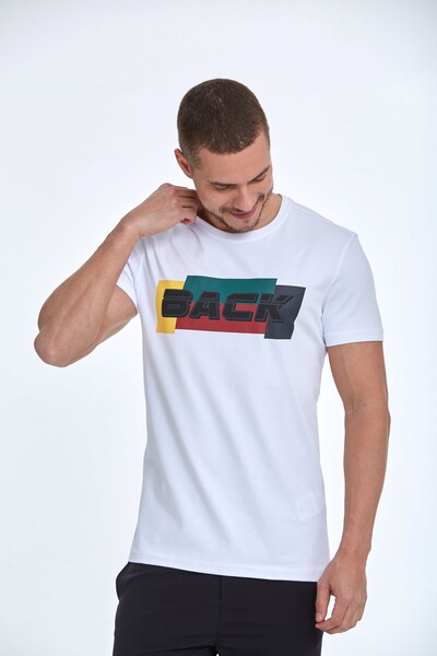 BACK Printed Crew Neck Men's T-Shirt - 6