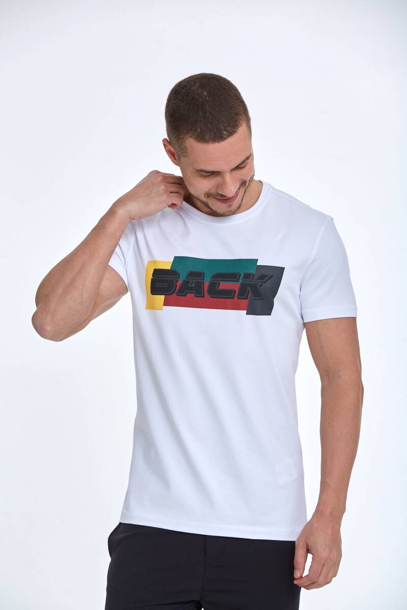BACK Printed Crew Neck Men's T-Shirt - 6
