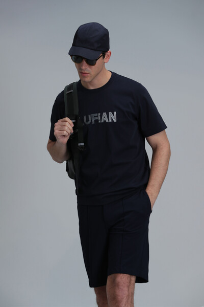 Benjamın Modern Grafik T-Shirt Lacivert - 2