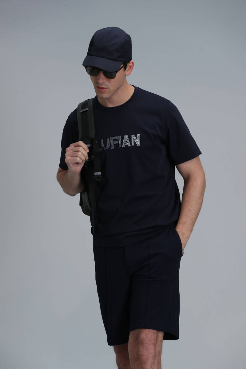 Benjamın Modern Grafik T-Shirt Lacivert - 2
