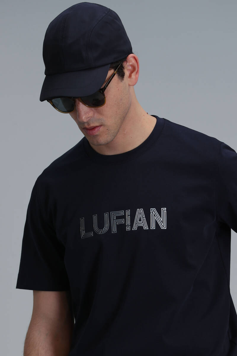 Benjamın Modern Grafik T-Shirt Lacivert - 4