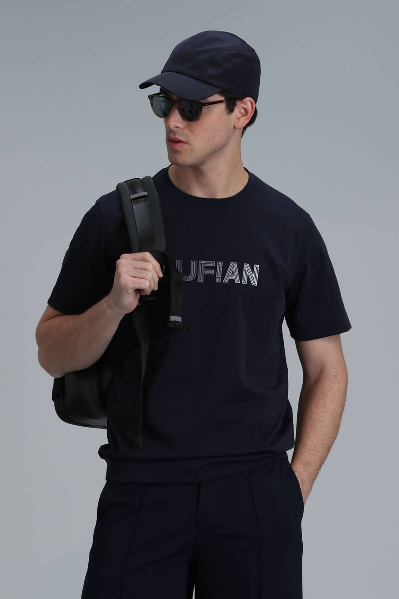 Benjamın Modern Grafik T-Shirt Lacivert - 1