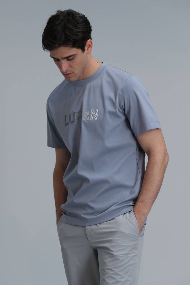 Benjamın Modern Grafik T-Shirt Mavi - 3