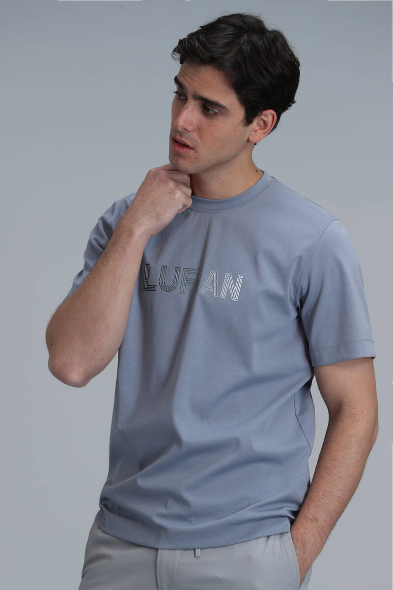 Benjamın Modern Grafik T-Shirt Mavi - 5
