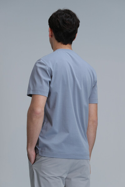 Benjamın Modern Grafik T-Shirt Mavi - 6