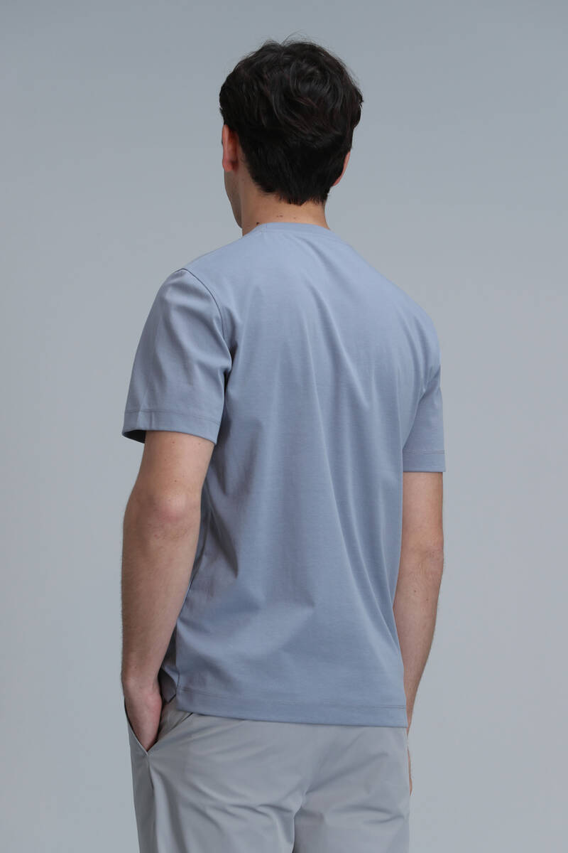 Benjamın Modern Grafik T-Shirt Mavi - 6