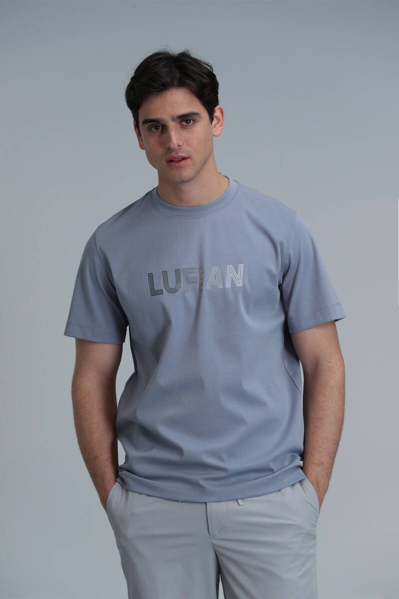 Benjamın Modern Grafik T-Shirt Mavi - 1