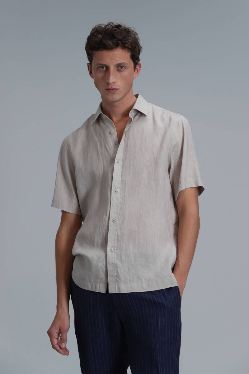 Bert Erkek Basic Gömlek Comfort Fit Bej - 3