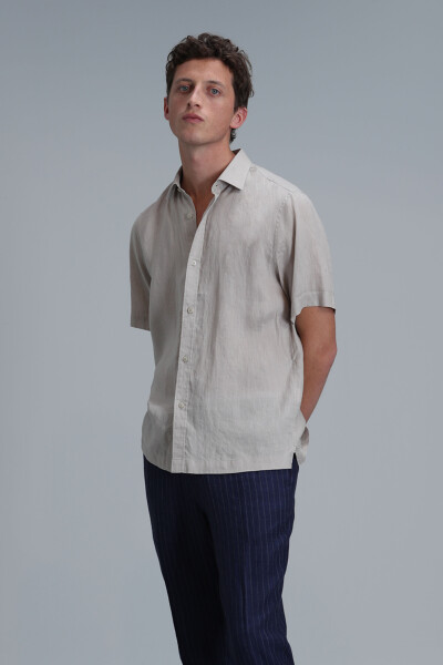 Bert Erkek Basic Gömlek Comfort Fit Bej - 5
