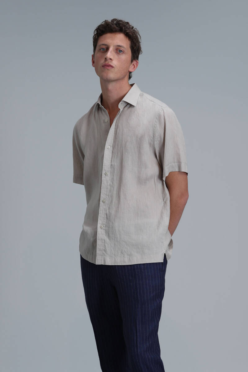 Bert Erkek Basic Gömlek Comfort Fit Bej - 5
