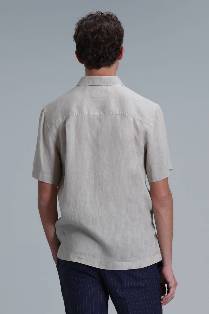 Bert Erkek Basic Gömlek Comfort Fit Bej - 6