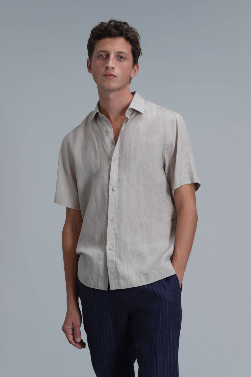 Bert Men's Basic Shirt Comfort Fit Beige - 1