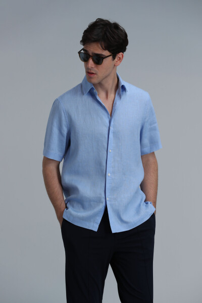 Bert Men's Basic Shirt Comfort Fit Blue - 5