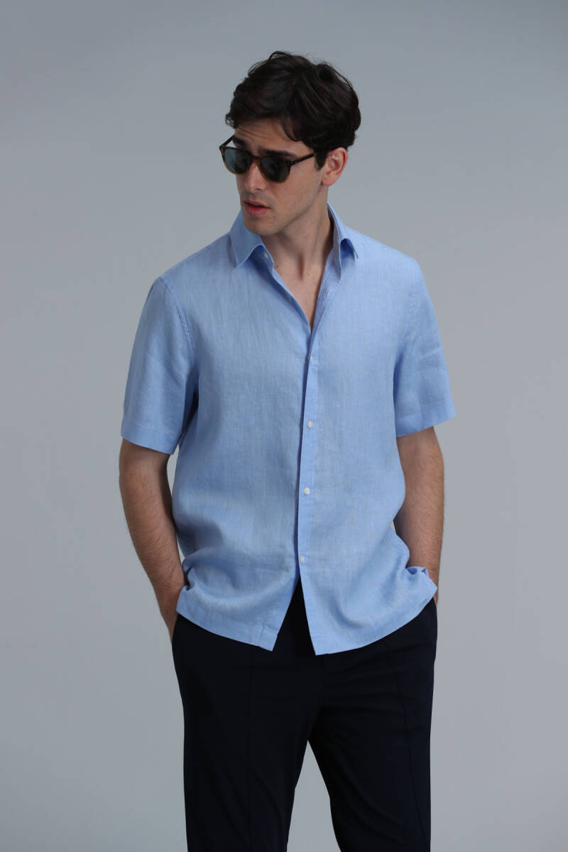 Bert Men's Basic Shirt Comfort Fit Blue - 5