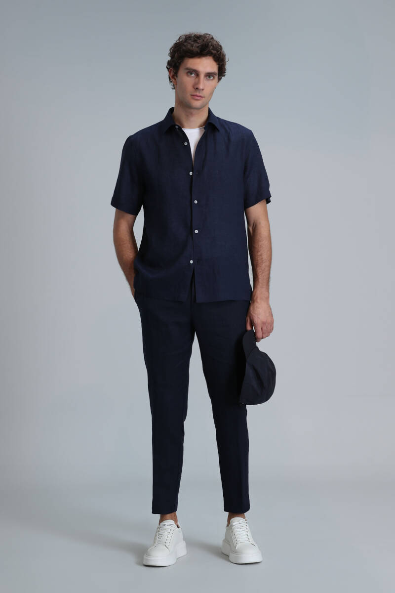 Bert Men's Basic Shirt Comfort Fit Navy Blue - 2