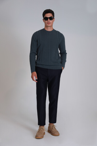 Bert Spor Men's Chino Pants Slim Fit Navy Blue - LUFIAN