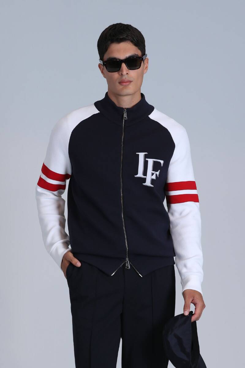 Block Men's Cardigan Navy Blue - 1