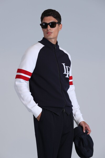 Block Men's Cardigan Navy Blue - 4