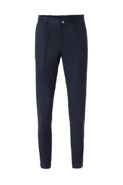 Bohoo Navy Blue Pleated Chino Trousers 