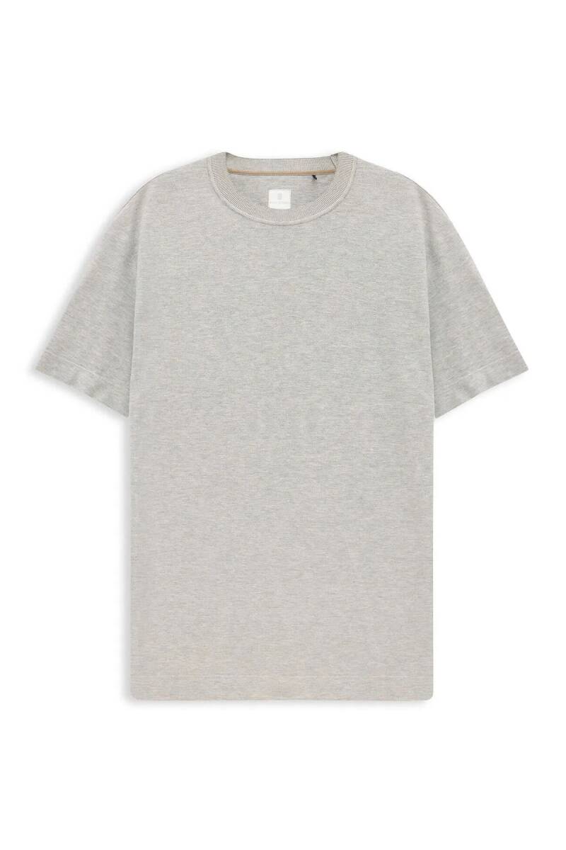 Boss Gray Melange Color Crew Neck Piqué T-Shirt - 1