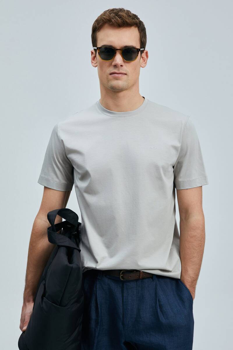 Bran Modern Grafik T- Shirt Bej - 1