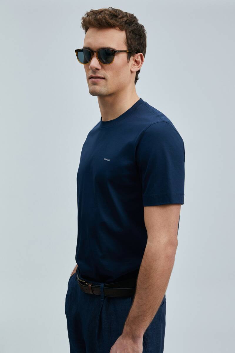 Bran Modern Grafik T- Shirt Lacivert - 3