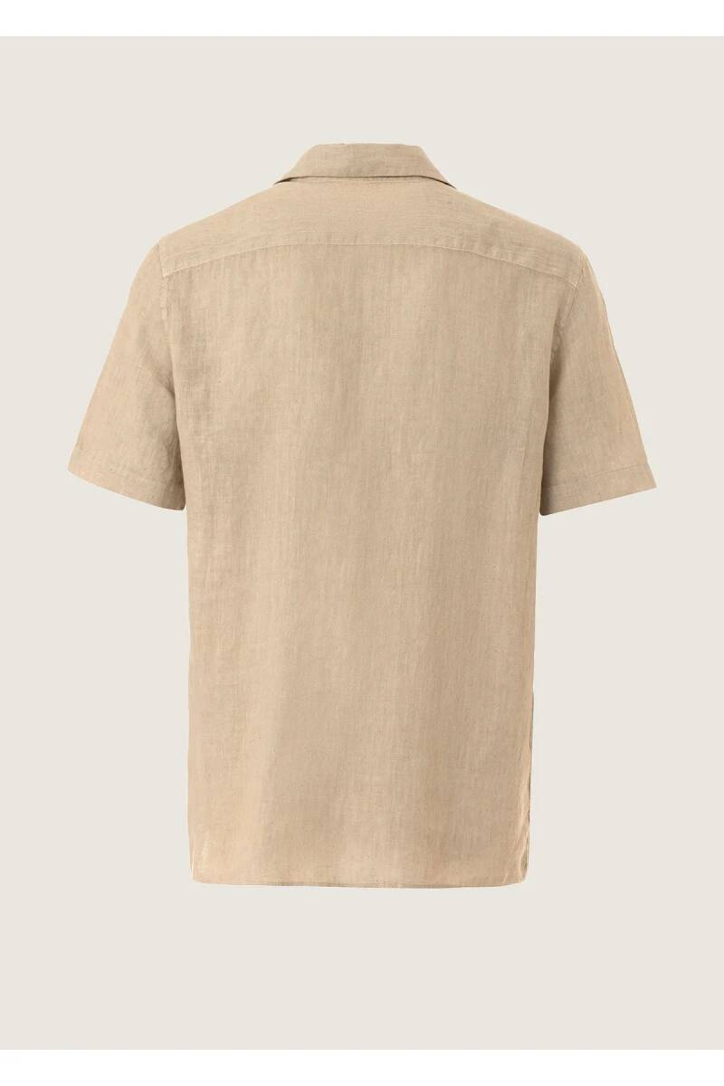 Breeze Beige Color Short Sleeve Pure Linen Shirt - 4