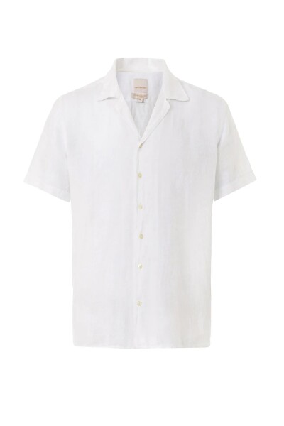 Breeze White Color Short Sleeve Pure Linen Shirt 