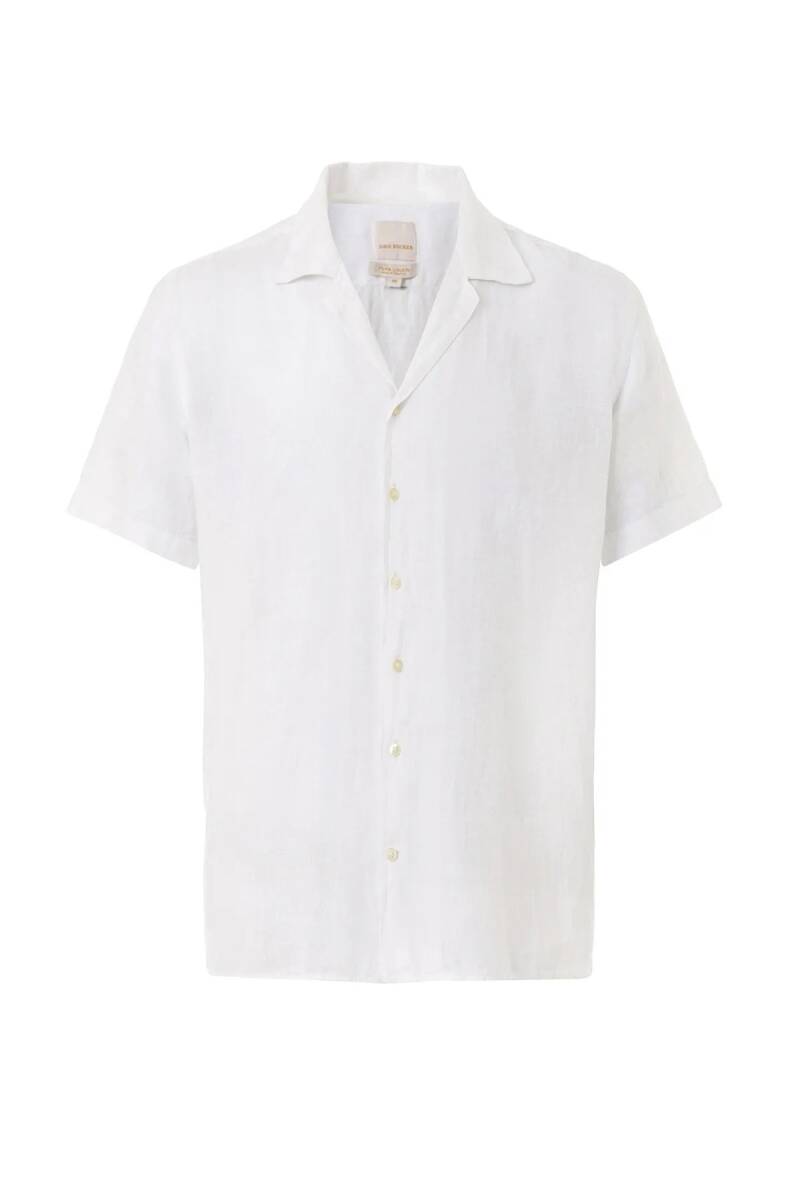 Breeze White Color Short Sleeve Pure Linen Shirt - 1