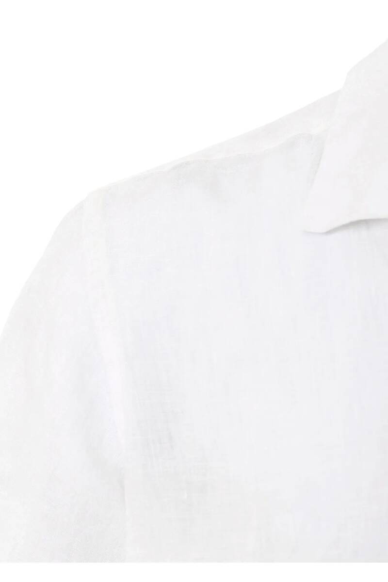 Breeze White Color Short Sleeve Pure Linen Shirt - 2