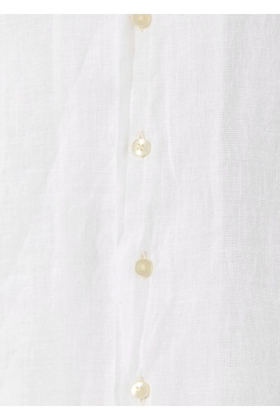 Breeze White Color Short Sleeve Pure Linen Shirt - 3