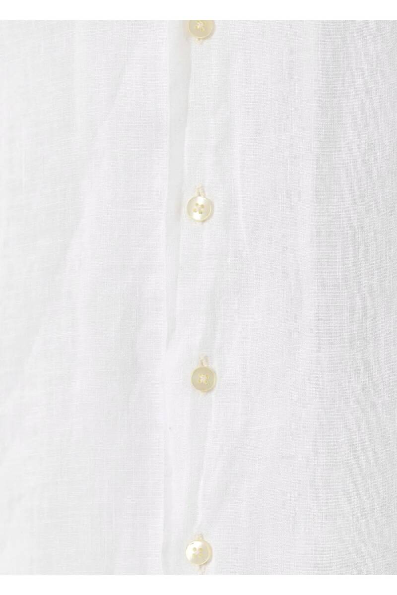 Breeze White Color Short Sleeve Pure Linen Shirt - 3
