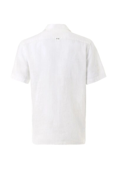 Breeze White Color Short Sleeve Pure Linen Shirt - 4