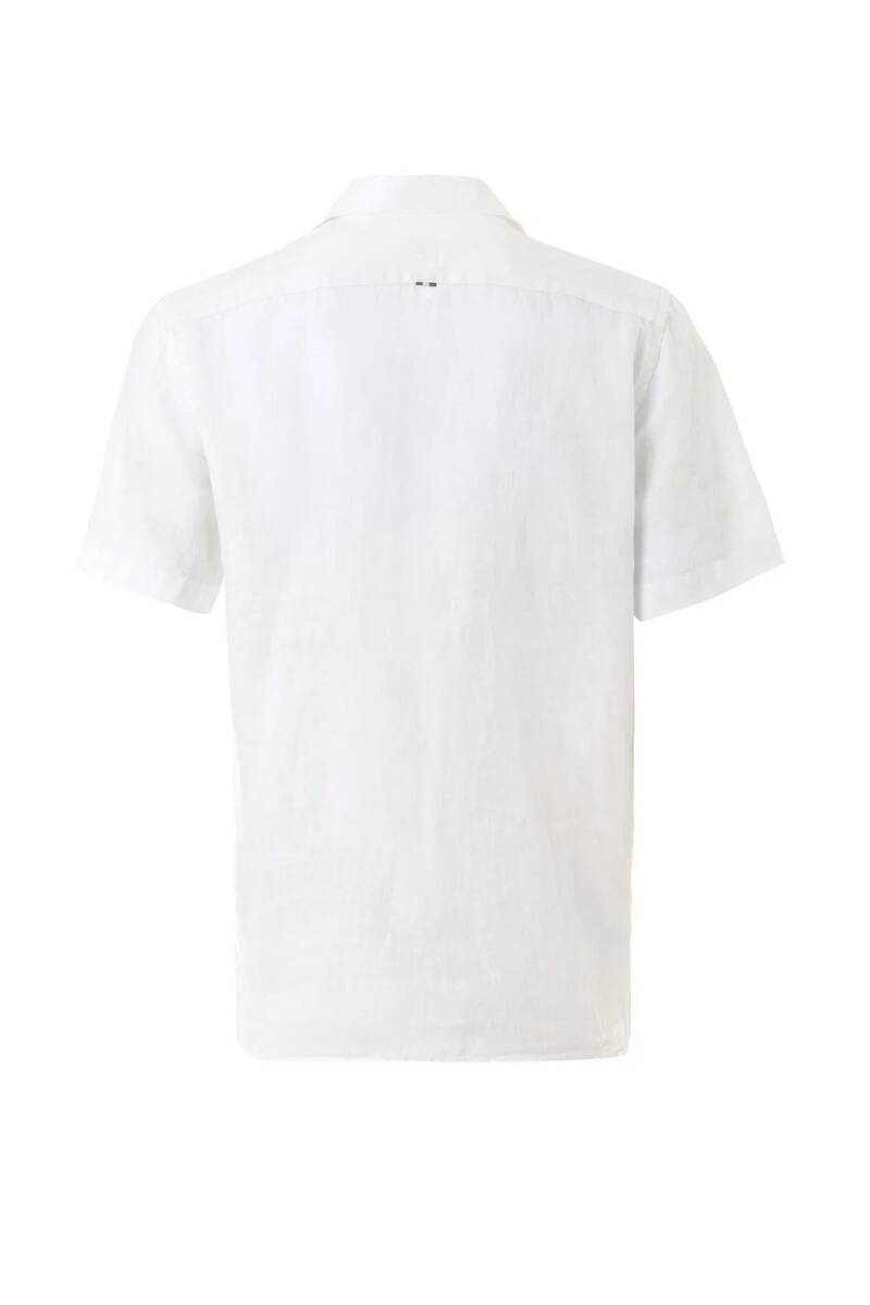 Breeze White Color Short Sleeve Pure Linen Shirt - 4